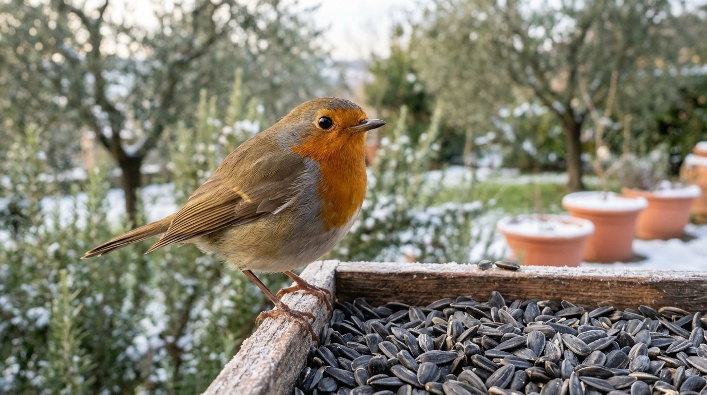 scopri come nutrire gli uccelli del giardino a febbraio con i semi di girasole per attirarli in massa durante linverno