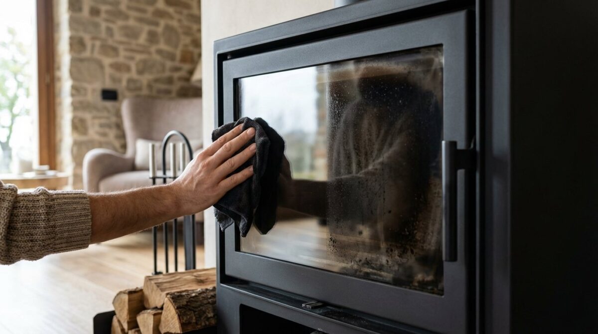 scopri perché il vetro dellinserto si annerisce e il gesto semplice per mantenerlo pulito evitando la combustione incompleta del legno