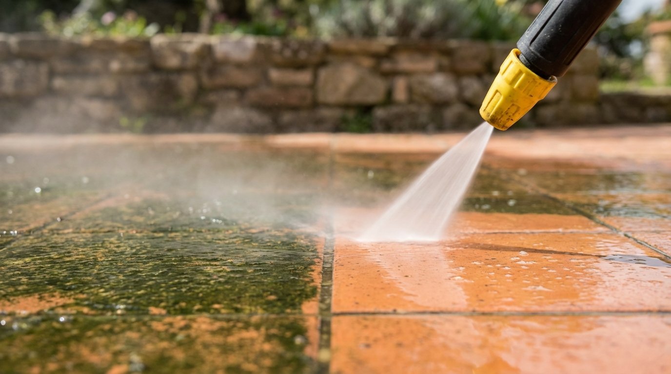 scopri come eliminare il muschio e lalga verde dalle piastrelle della terrazza con metodi naturali ed economici per una primavera fresca e pulita