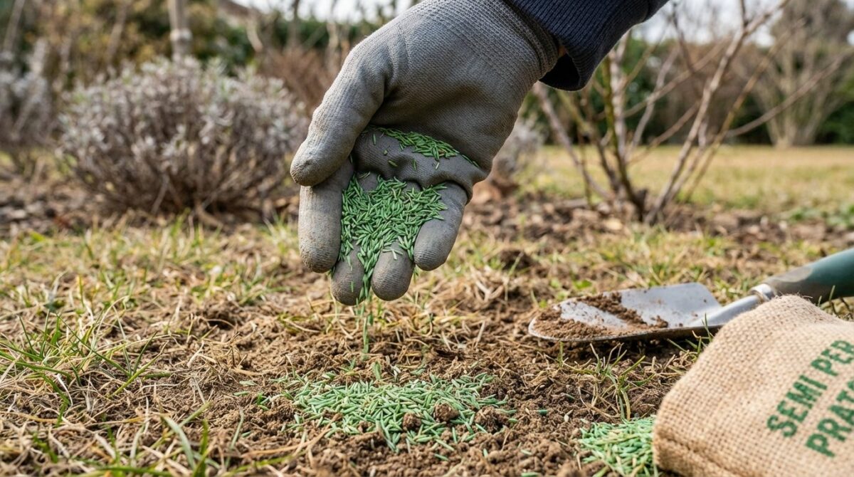 scopri il metodo infallibile per rigenerare un prato diradato prima della primavera con una semplice cura stagionale che elimina le erbacce