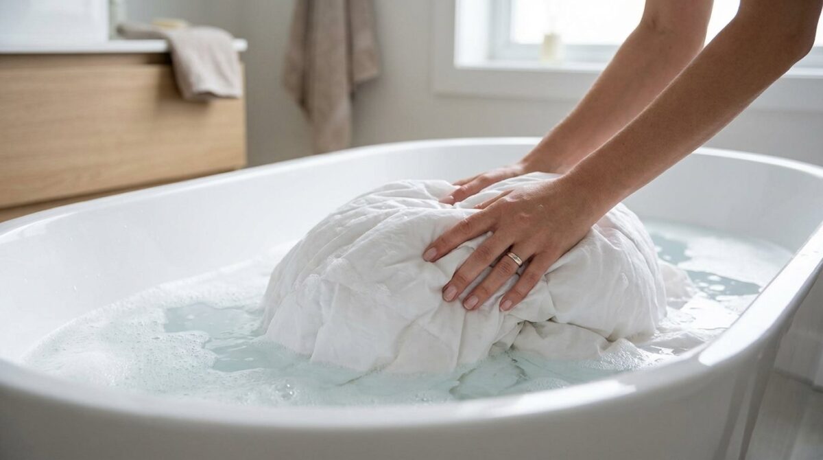 scopri come lavare a casa il piumone XXL con metodi semplici ed economici usando la vasca da bagno senza spendere in lavanderia