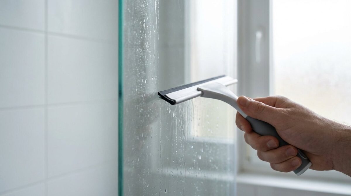 scopri come eliminare il calcare dalla doccia in vetro con un semplice strumento IKEA economico e veloce, risolvendo il problema in 30 secondi